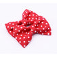 Red and white polka dot pigtail hair bows