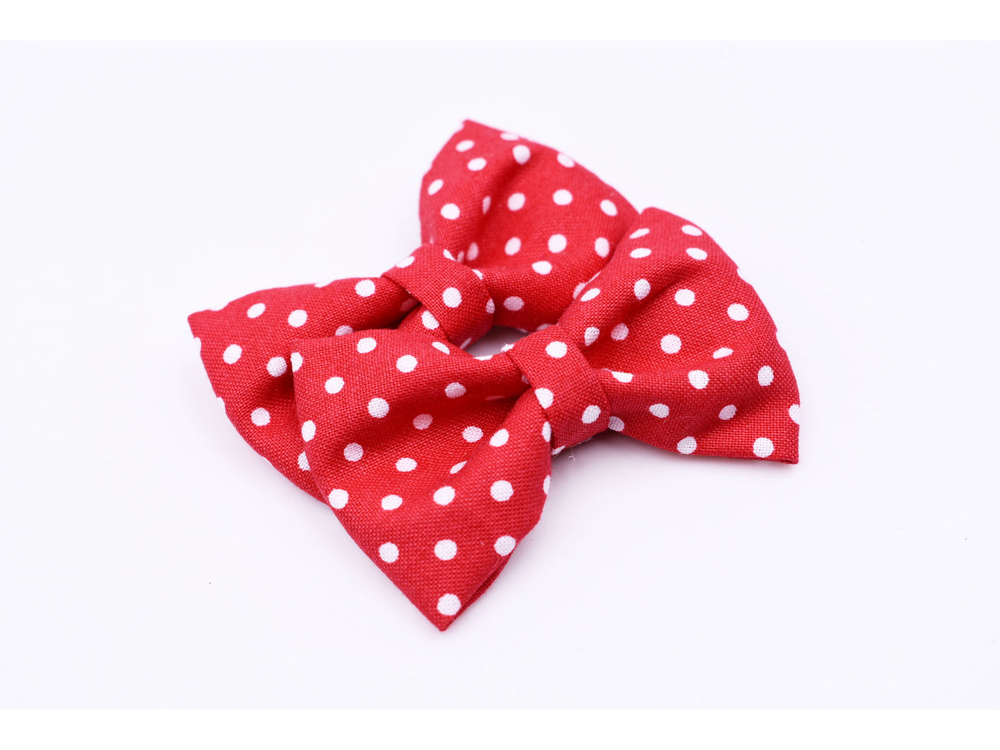 Red and white polka dot pigtail hair bows