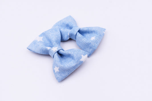 White stars pigtail hair bows