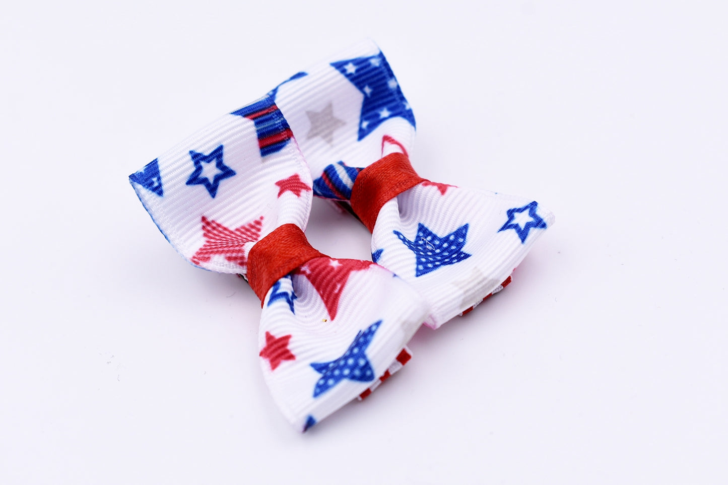 Red white and blue star pigtail bows