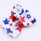 Red white and blue star pigtail bows