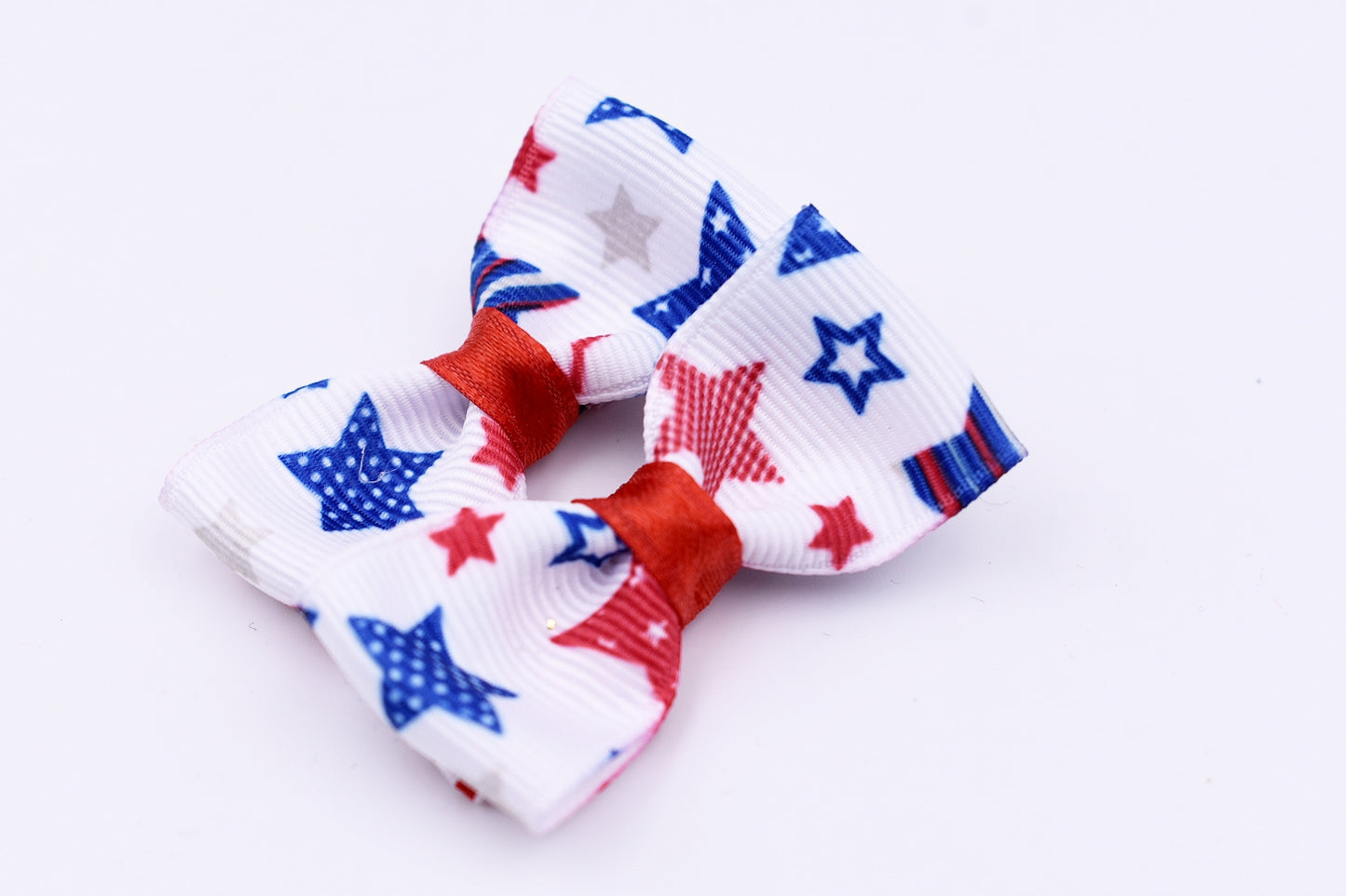 Red white and blue star pigtail bows