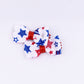 Red white and blue star pigtail bows