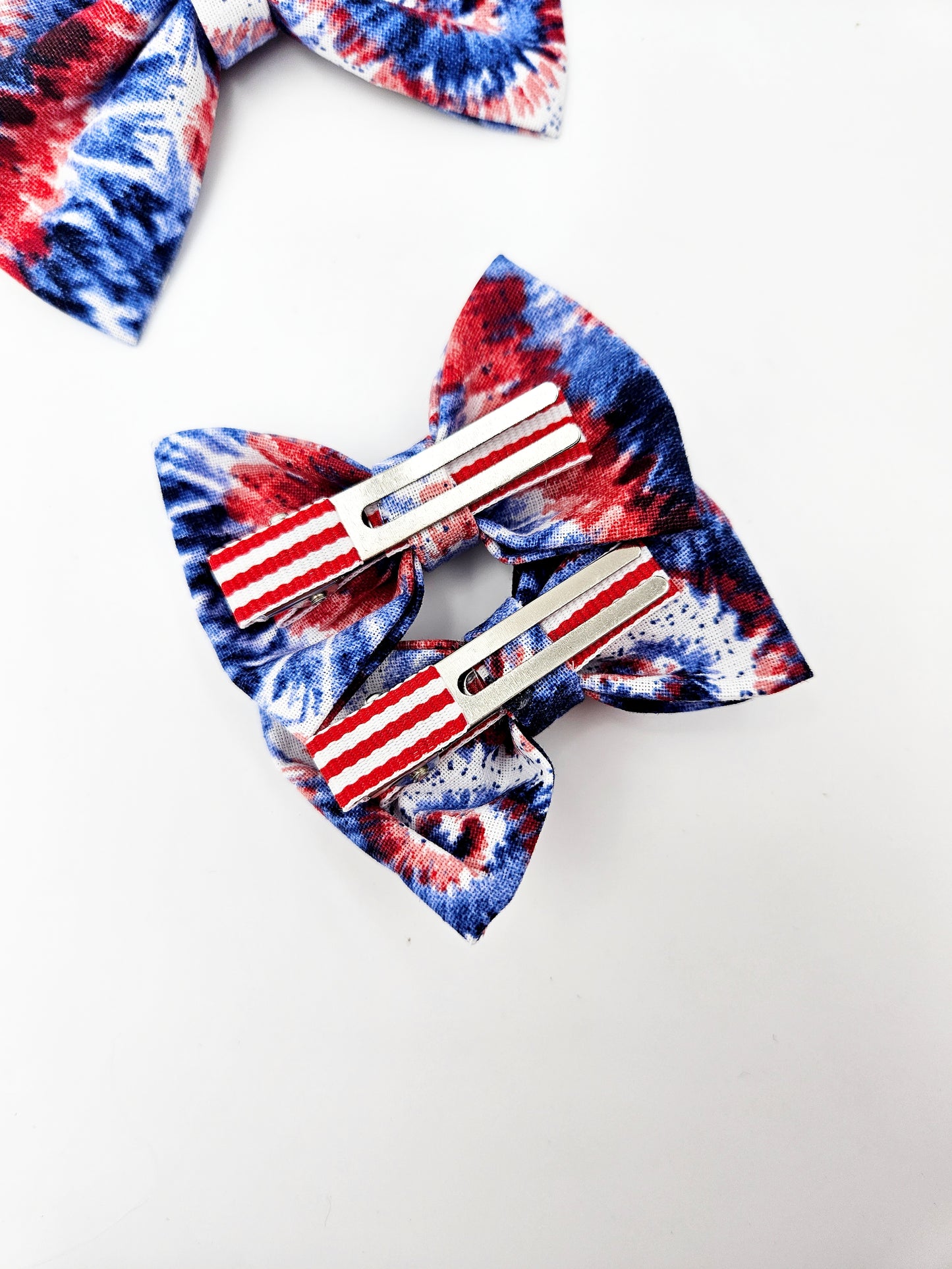 Tie dye pigtail hair bows