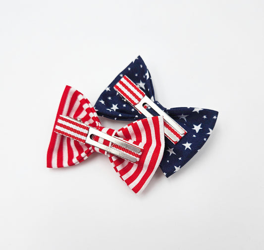 Stars and stripes pigtail hair bows