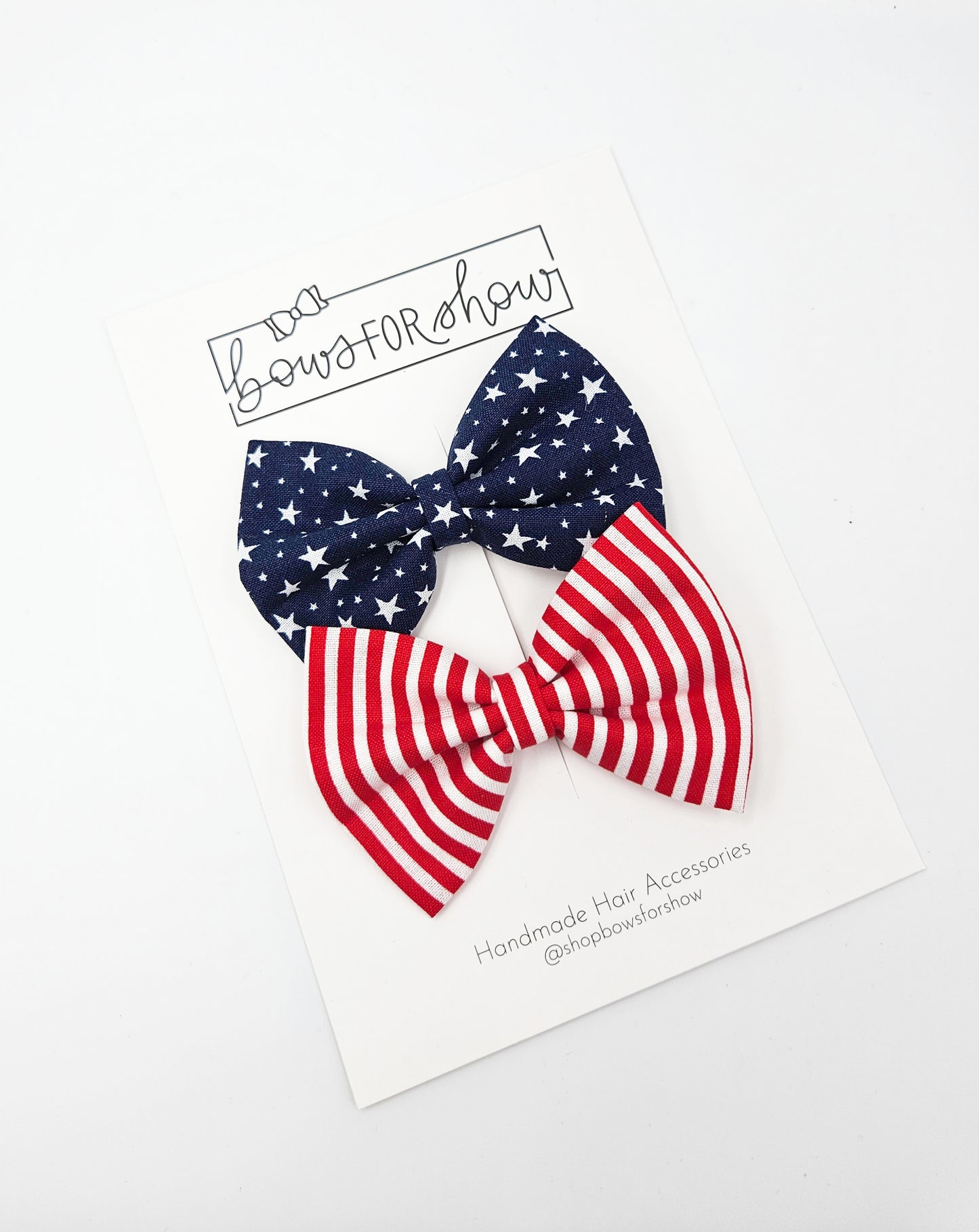 Stars and stripes pigtail hair bows