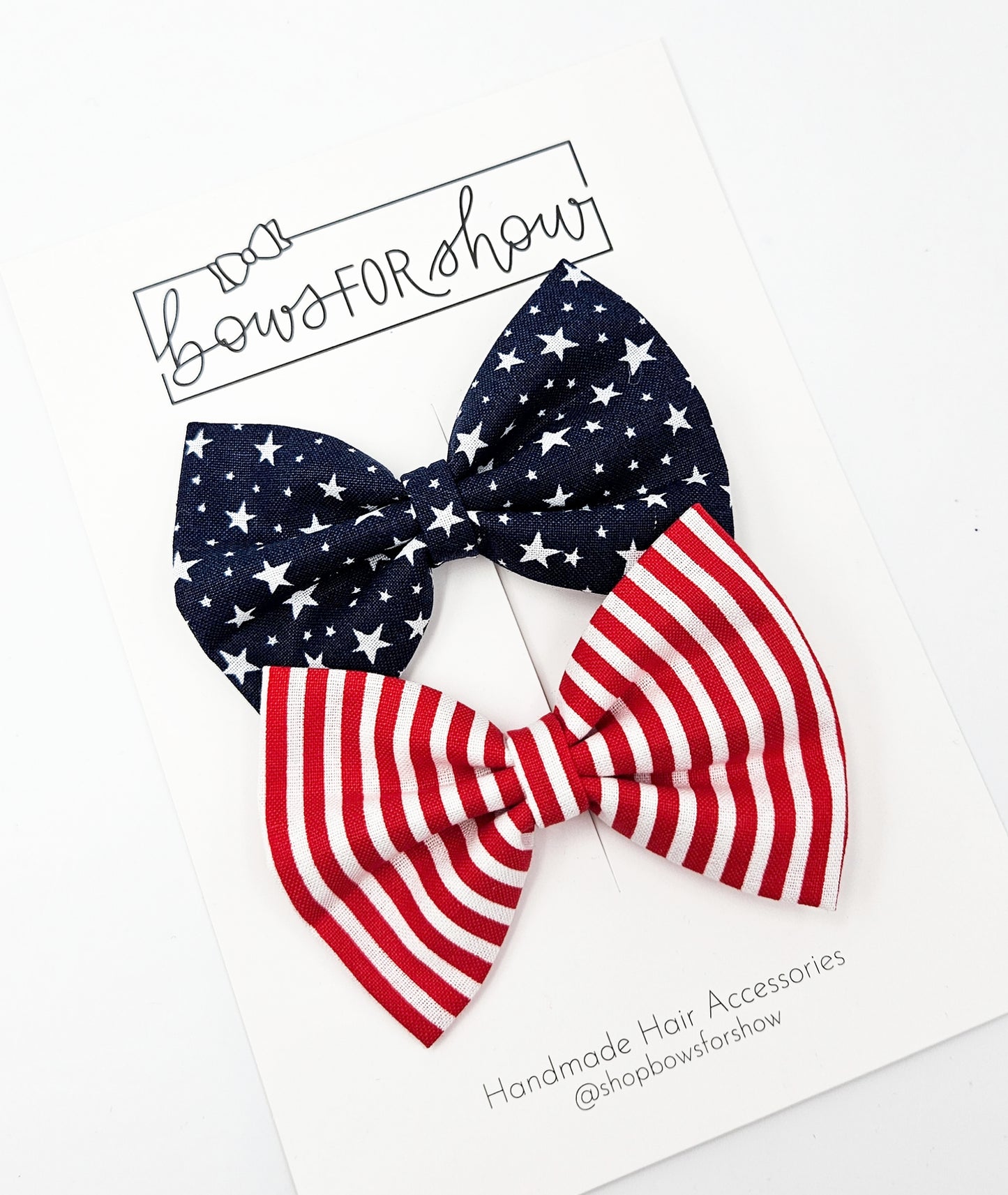 Stars and stripes pigtail hair bows