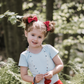 Red and white polka dot pigtail hair bows