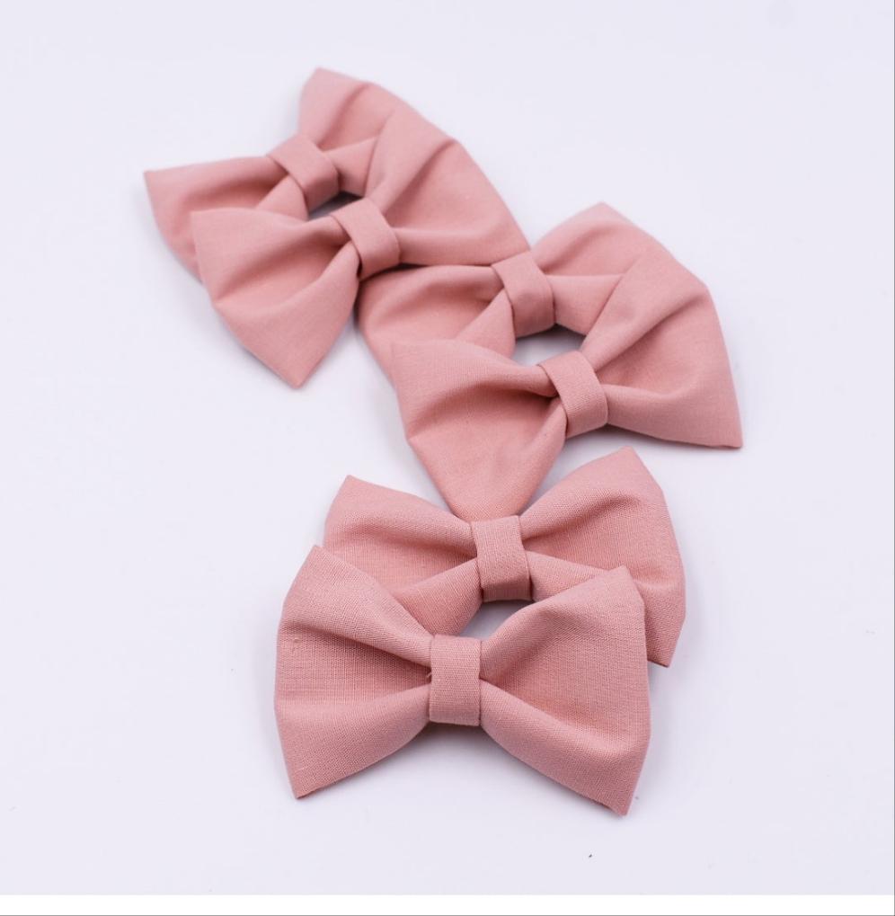 Dust pink pigtail hair bows